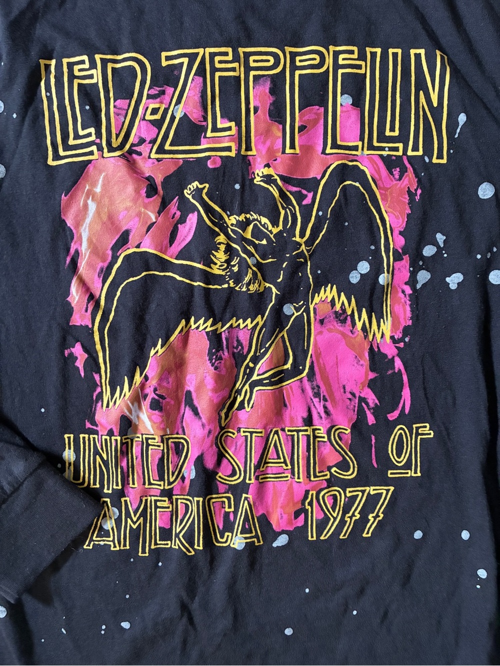Led Zeppelin Bleach Splatter Long Sleeve Tee M